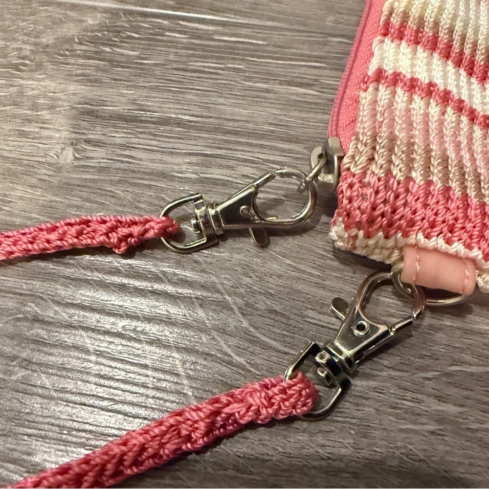 Striped Pink and Cream Pouch